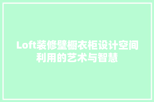 Loft装修壁橱衣柜设计空间利用的艺术与智慧