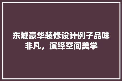 东城豪华装修设计例子品味非凡，演绎空间美学