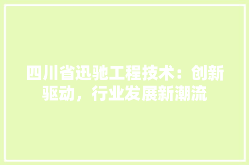 四川省迅驰工程技术：创新驱动，行业发展新潮流