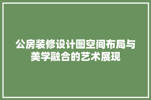 公房装修设计图空间布局与美学融合的艺术展现