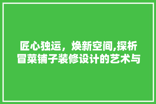 匠心独运，焕新空间,探析冒菜铺子装修设计的艺术与科学
