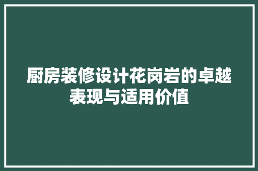 厨房装修设计花岗岩的卓越表现与适用价值