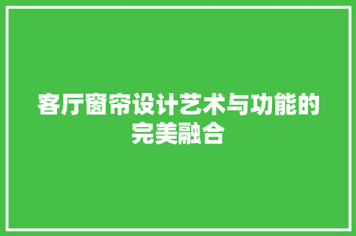 客厅窗帘设计艺术与功能的完美融合