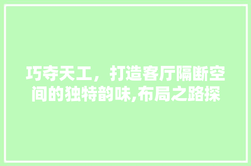 巧夺天工，打造客厅隔断空间的独特韵味,布局之路探析