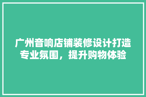 广州音响店铺装修设计打造专业氛围，提升购物体验