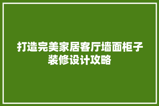 打造完美家居客厅墙面柜子装修设计攻略