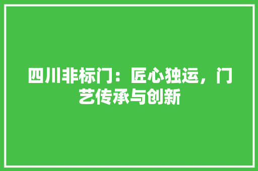 四川非标门：匠心独运，门艺传承与创新