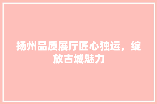 扬州品质展厅匠心独运，绽放古城魅力