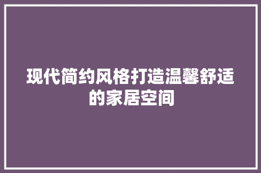 现代简约风格打造温馨舒适的家居空间