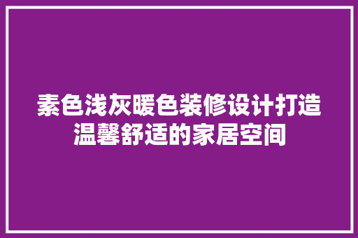 素色浅灰暖色装修设计打造温馨舒适的家居空间