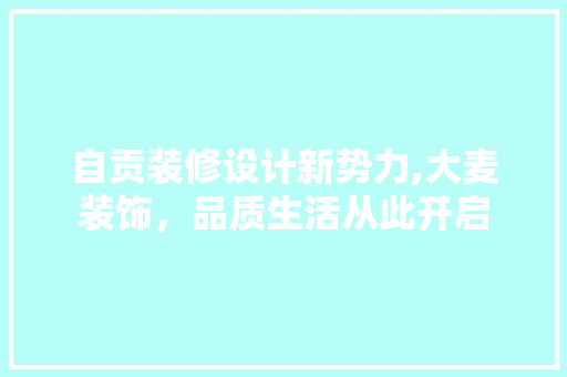 自贡装修设计新势力,大麦装饰，品质生活从此开启