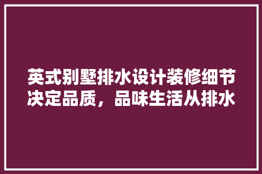 英式别墅排水设计装修细节决定品质，品味生活从排水开始