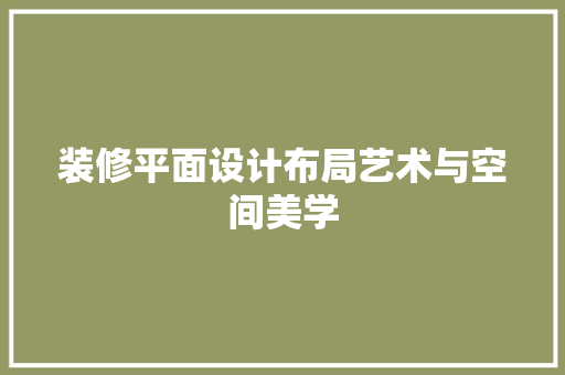 装修平面设计布局艺术与空间美学