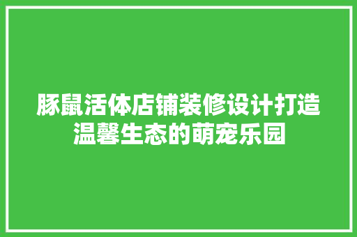 豚鼠活体店铺装修设计打造温馨生态的萌宠乐园