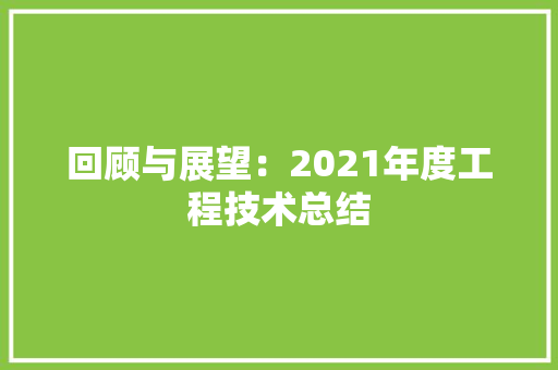 回顾与展望：2021年度工程技术总结