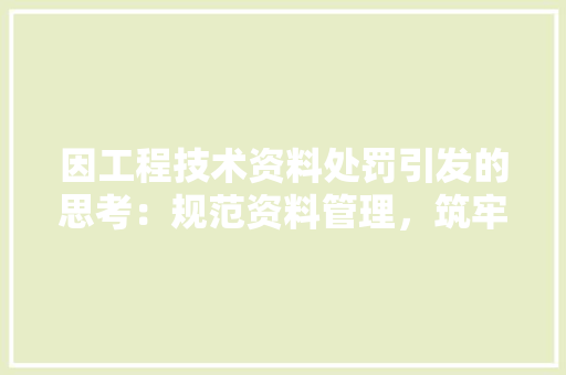 因工程技术资料处罚引发的思考：规范资料管理，筑牢安全防线 卧室装修