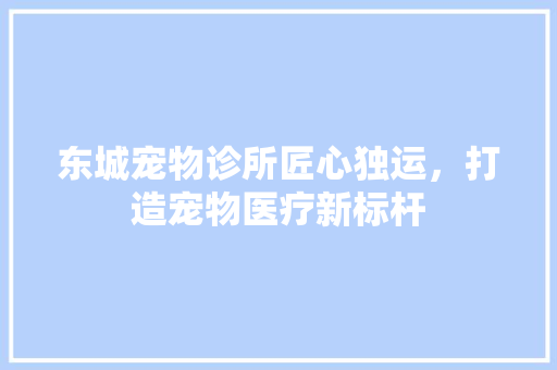 东城宠物诊所匠心独运，打造宠物医疗新标杆