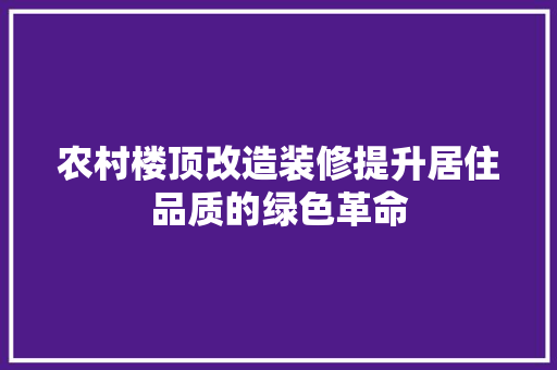 农村楼顶改造装修提升居住品质的绿色革命