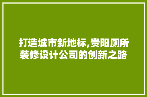打造城市新地标,贵阳厕所装修设计公司的创新之路