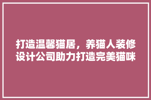 打造温馨猫居，养猫人装修设计公司助力打造完美猫咪生活环境