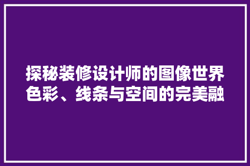 探秘装修设计师的图像世界色彩、线条与空间的完美融合
