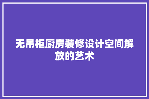 无吊柜厨房装修设计空间解放的艺术