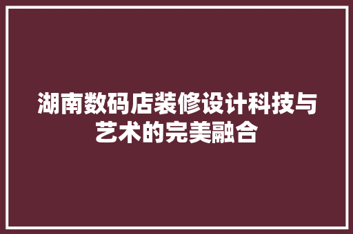 湖南数码店装修设计科技与艺术的完美融合