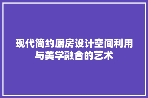 现代简约厨房设计空间利用与美学融合的艺术