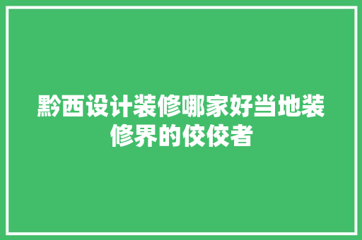 黔西设计装修哪家好当地装修界的佼佼者