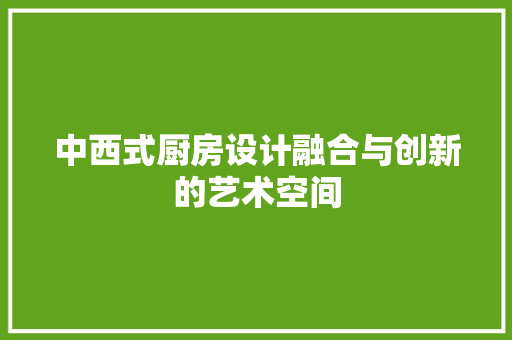 中西式厨房设计融合与创新的艺术空间
