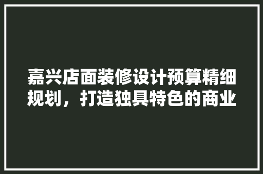 嘉兴店面装修设计预算精细规划，打造独具特色的商业空间