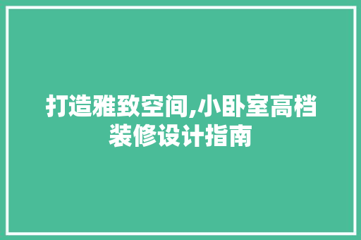 打造雅致空间,小卧室高档装修设计指南