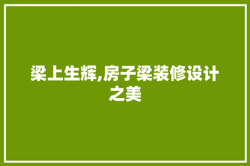 梁上生辉,房子梁装修设计之美