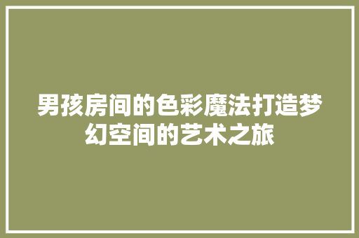 男孩房间的色彩魔法打造梦幻空间的艺术之旅