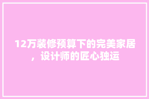 12万装修预算下的完美家居，设计师的匠心独运