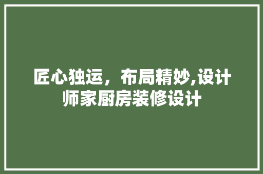 匠心独运，布局精妙,设计师家厨房装修设计