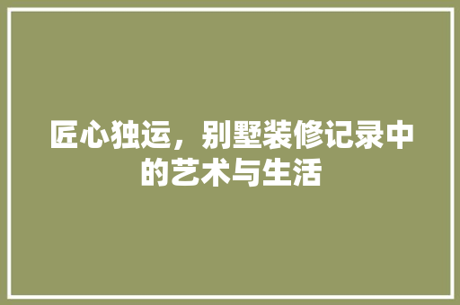 匠心独运，别墅装修记录中的艺术与生活