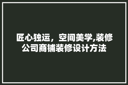 匠心独运，空间美学,装修公司商铺装修设计方法