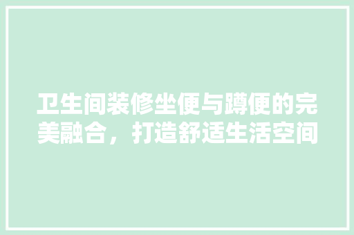 卫生间装修坐便与蹲便的完美融合，打造舒适生活空间
