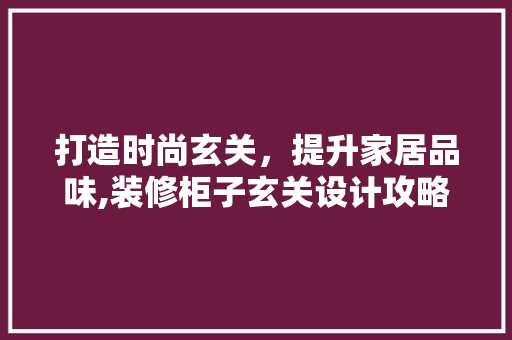 打造时尚玄关，提升家居品味,装修柜子玄关设计攻略