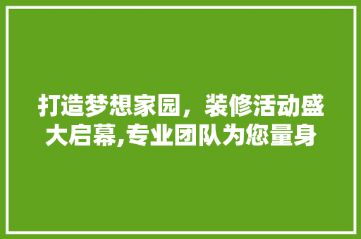 打造梦想家园，装修活动盛大启幕,专业团队为您量身定制家居空间