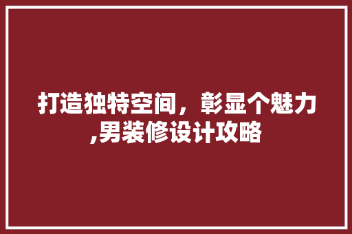 打造独特空间，彰显个魅力,男装修设计攻略