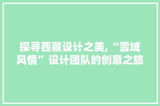 探寻西藏设计之美,“雪域风情”设计团队的创意之旅