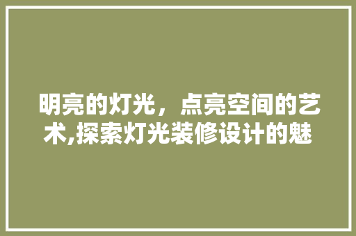 明亮的灯光，点亮空间的艺术,探索灯光装修设计的魅力
