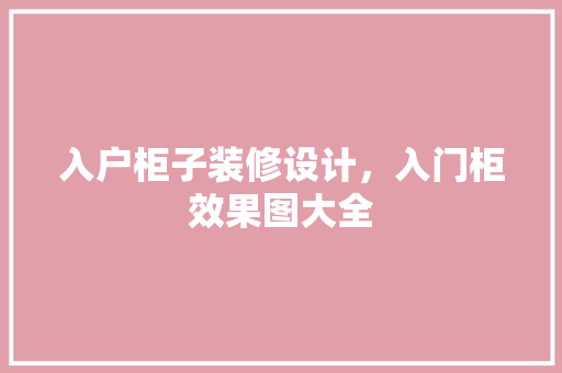 入户柜子装修设计，入门柜效果图大全