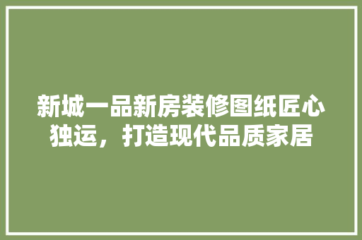新城一品新房装修图纸匠心独运，打造现代品质家居