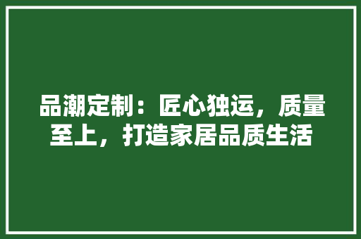 品潮定制：匠心独运，质量至上，打造家居品质生活 卧室装修
