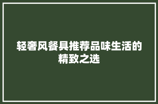 轻奢风餐具推荐品味生活的精致之选