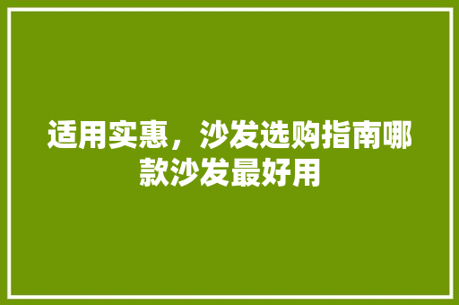 适用实惠，沙发选购指南哪款沙发最好用
