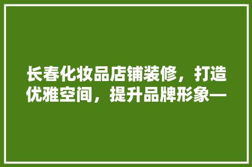 长春化妆品店铺装修，打造优雅空间，提升品牌形象——详细装修报价单
